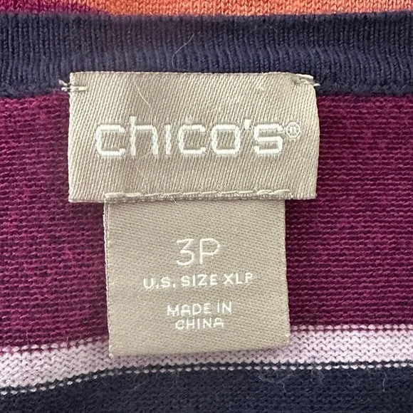 Chico’s Boatneck Rayon Polyester Blend Pullover Stripe Knit Sweater XLP - Picture 4 of 5